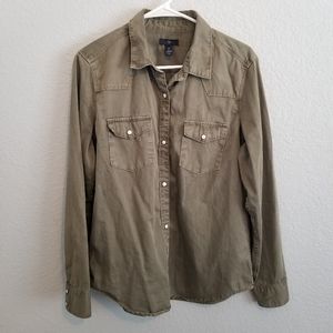 GAP Olive Green Button Down Long Sleeve Top